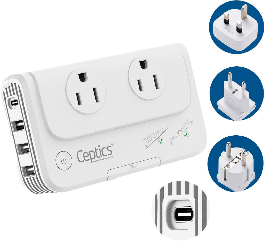 Ceptics European Travel Voltage Converter, 200W Adapter