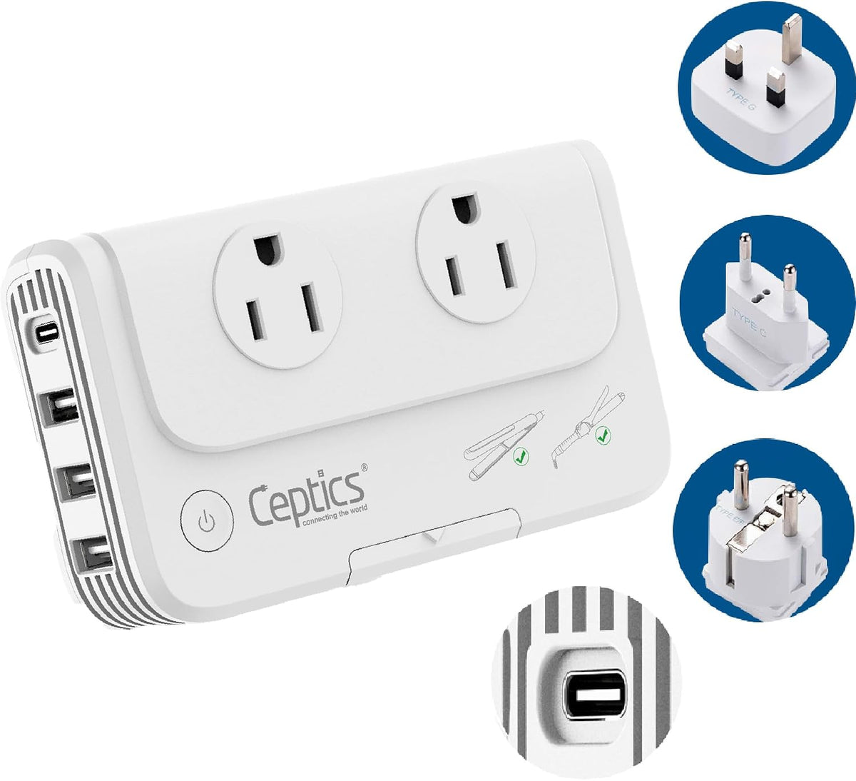 Ceptics European Travel Voltage Converter, 200W Adapter