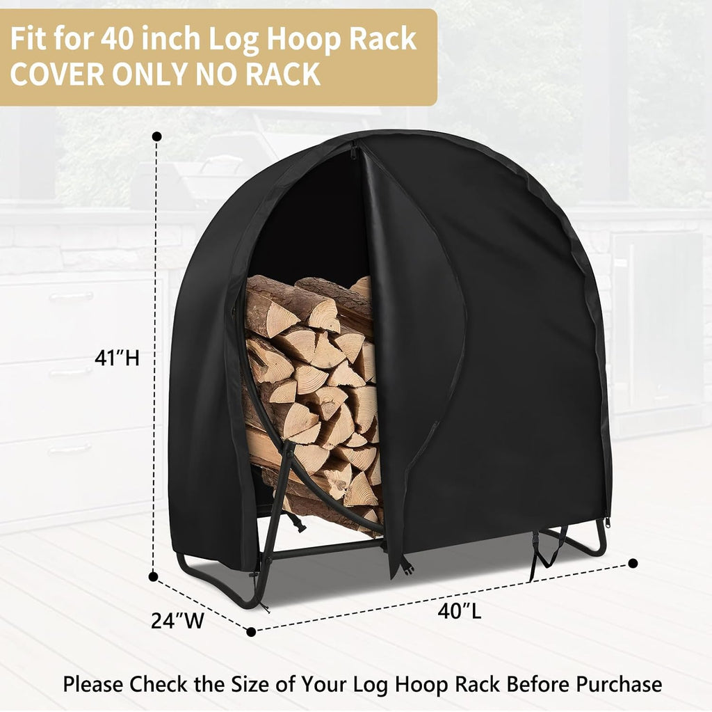 akefit 40 inch firewood log hoop cover, heavy shown in use