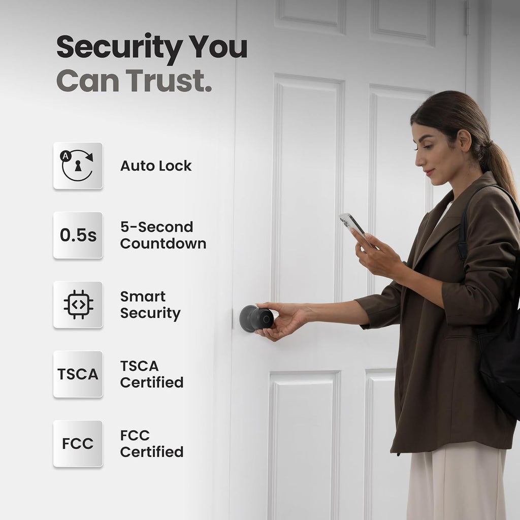 Lockin 4-in-1 Biometric Door Lock, Fingerprint Keyless Entry Indoor Knob
