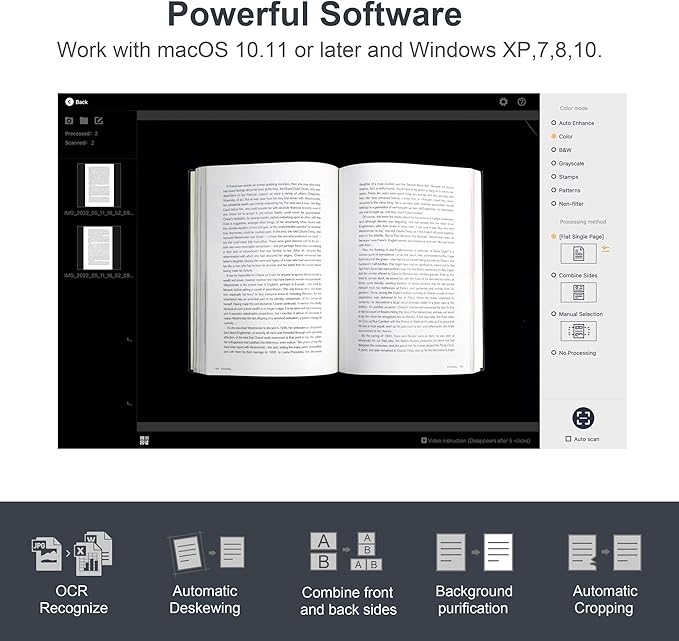 CZUR ET18 Pro Professional Document Scanner, 2nd Gen Auto-Flatten & Deskew Tech
