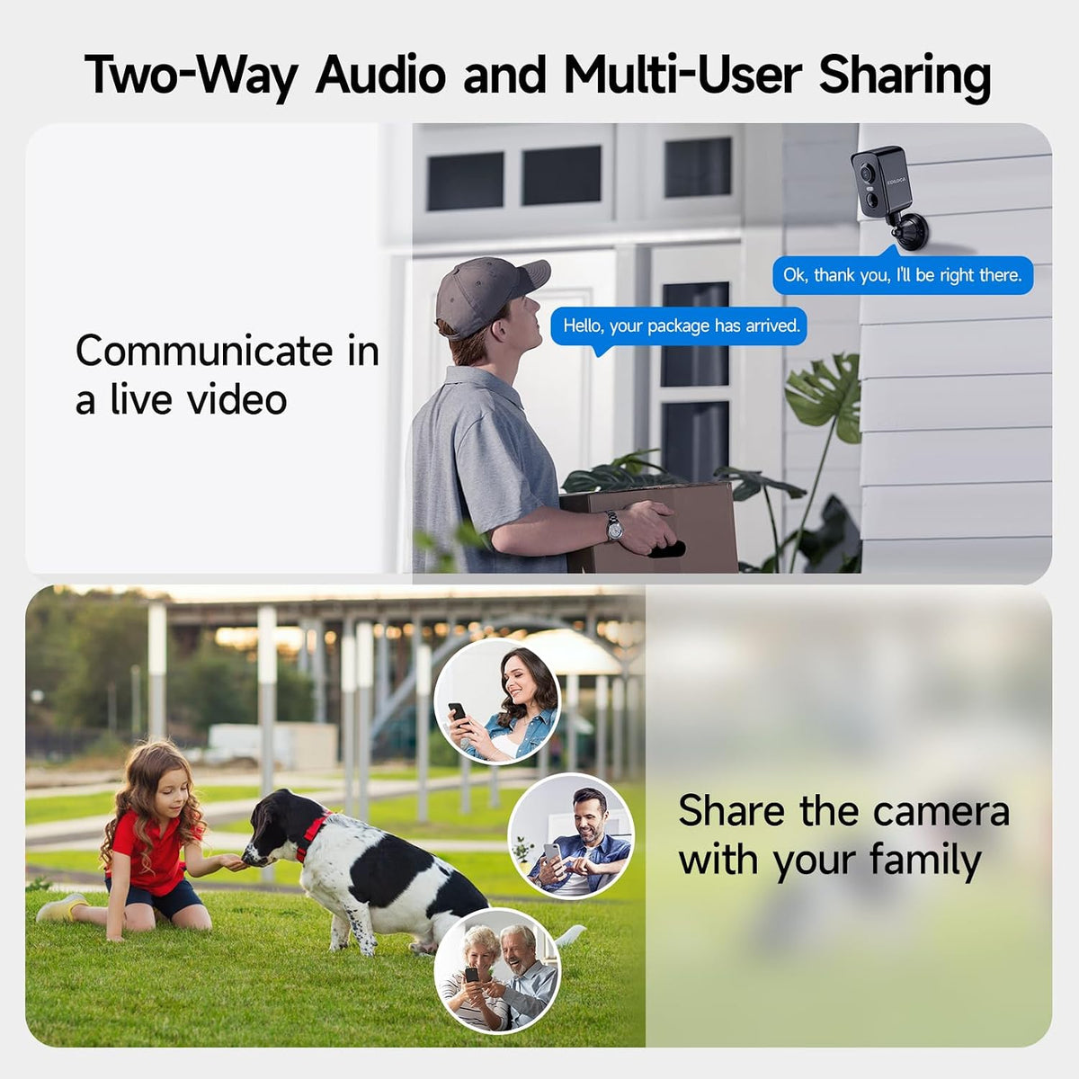 magnetic security cameras wireless outdoor, 2k pan rotating, front angle view