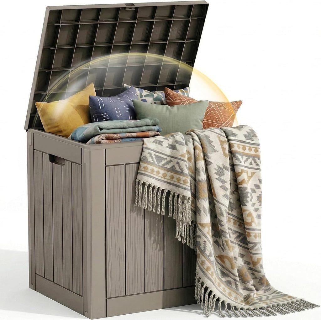 EFU Outdoor Storage Box 42 Gallon Deck Box, Waterproof Resin, Grey