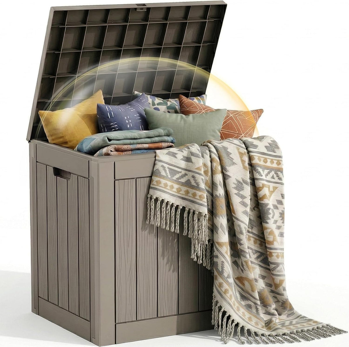 EFU Outdoor Storage Box 42 Gallon Deck Box, Waterproof Resin, Grey