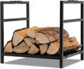 TANGZON Fireplace Log Rack, Heavy Duty Steel Firewood Rack, Indoor Outdoor Wood Stacking Storage Holder Stand (With Solid Base & Handles, 40 x 34 x 36cm)