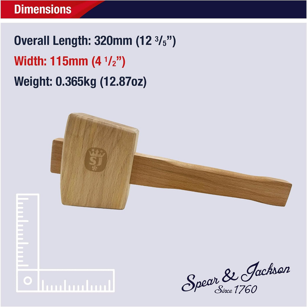 Spear & Jackson CMALL4 4" Wooden Carpenters' Mallet - Lightweight Woodworking Mallet for Chisels, Joinery & General Carpentry Use