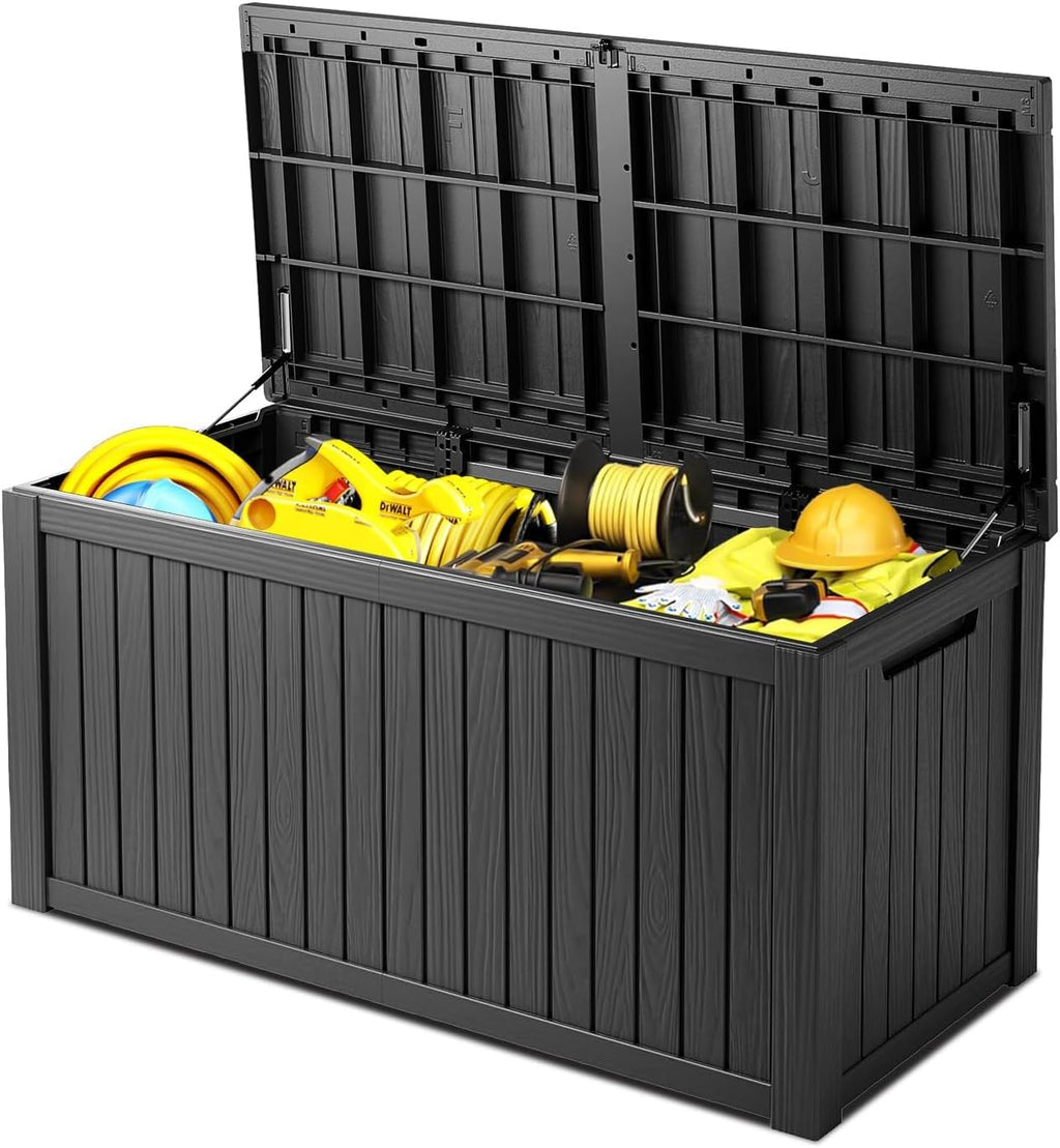 200 Gallon Outdoor Storage Deck Box, Waterproof Resin, Black