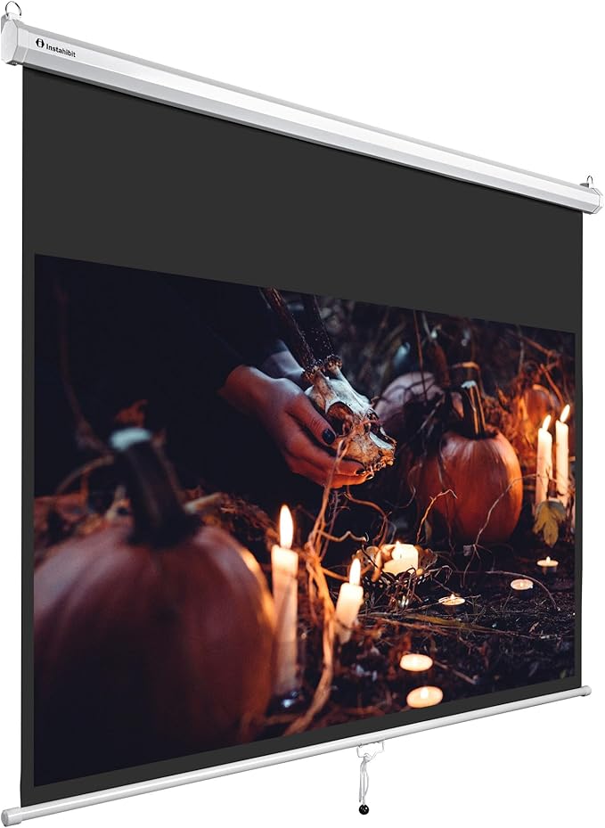 Instahibit 72" 16:9 Manual Pull Down Projector Screen 4K Self-Locking Home