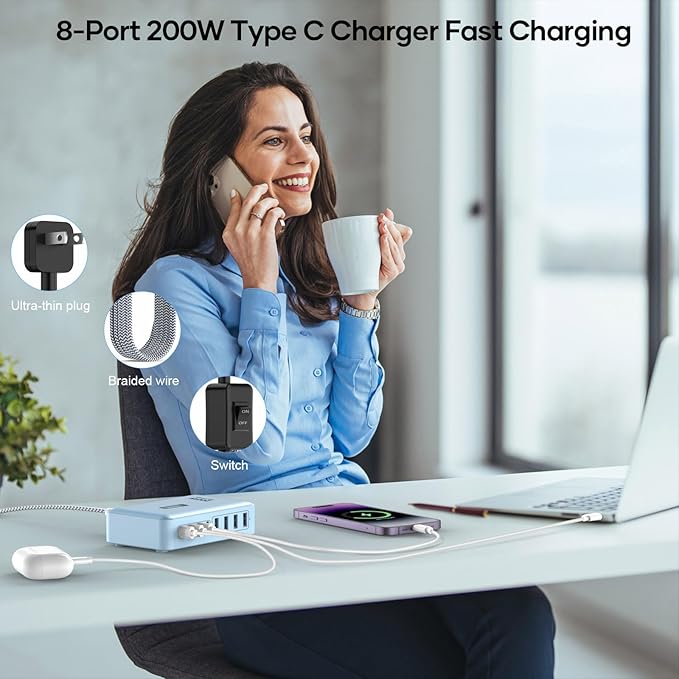 8-Port Multi Charging Stations 200W