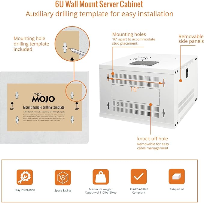 Tecmojo 6U Wall Mount Rack Network Cabinet