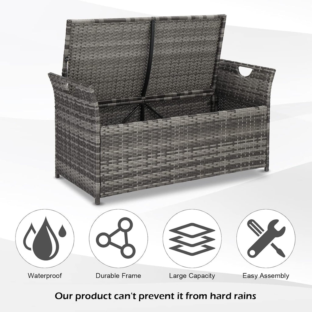 vingli 40 gallon wicker storage bench, patio cushion, package contents