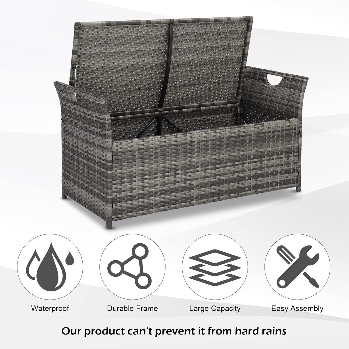 vingli 40 gallon wicker storage bench, patio cushion, package contents
