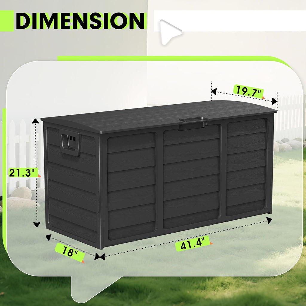 75 gallon outdoor deck box - durable resin showing dimensions