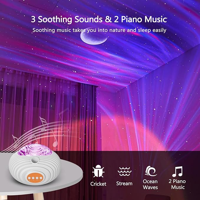 ELITUN Star and Aurora Night Light, Dual Effect Moon Galaxy Projector