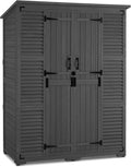Macrout Outdoor Storage Cabinet with Shelves, Wood Garden Shed 1738 (Gray)