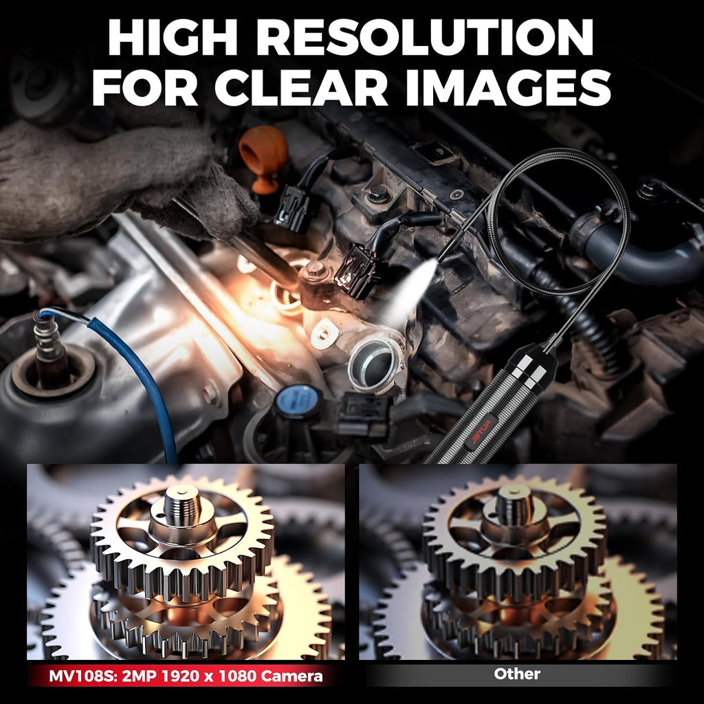 autel mv108s 1080p hd inspection camera, 8.5mm probe showing dimensions