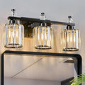 FDPBY Bathroom Vanity Lights 3-Light Plating Black Modern Crystal Vanity Light