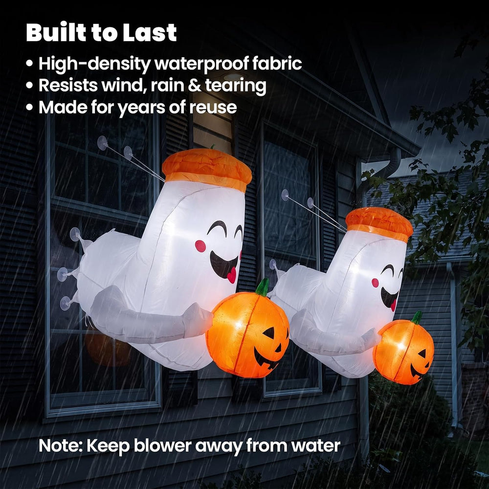 DUNCHATY Halloween Inflatable Window Ghost 1 Pack - 3D Smile Crasher