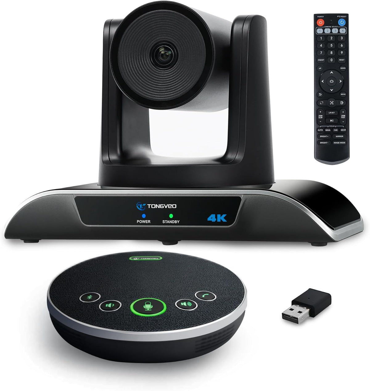 TONGVEO 4K Conference Room Camera System, AI Auto-Tracking PTZ Camera 5X