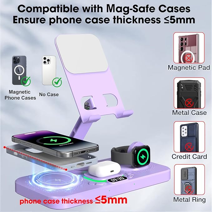 30W Charging Station for Apple Products, Foldable Wireless Charger
