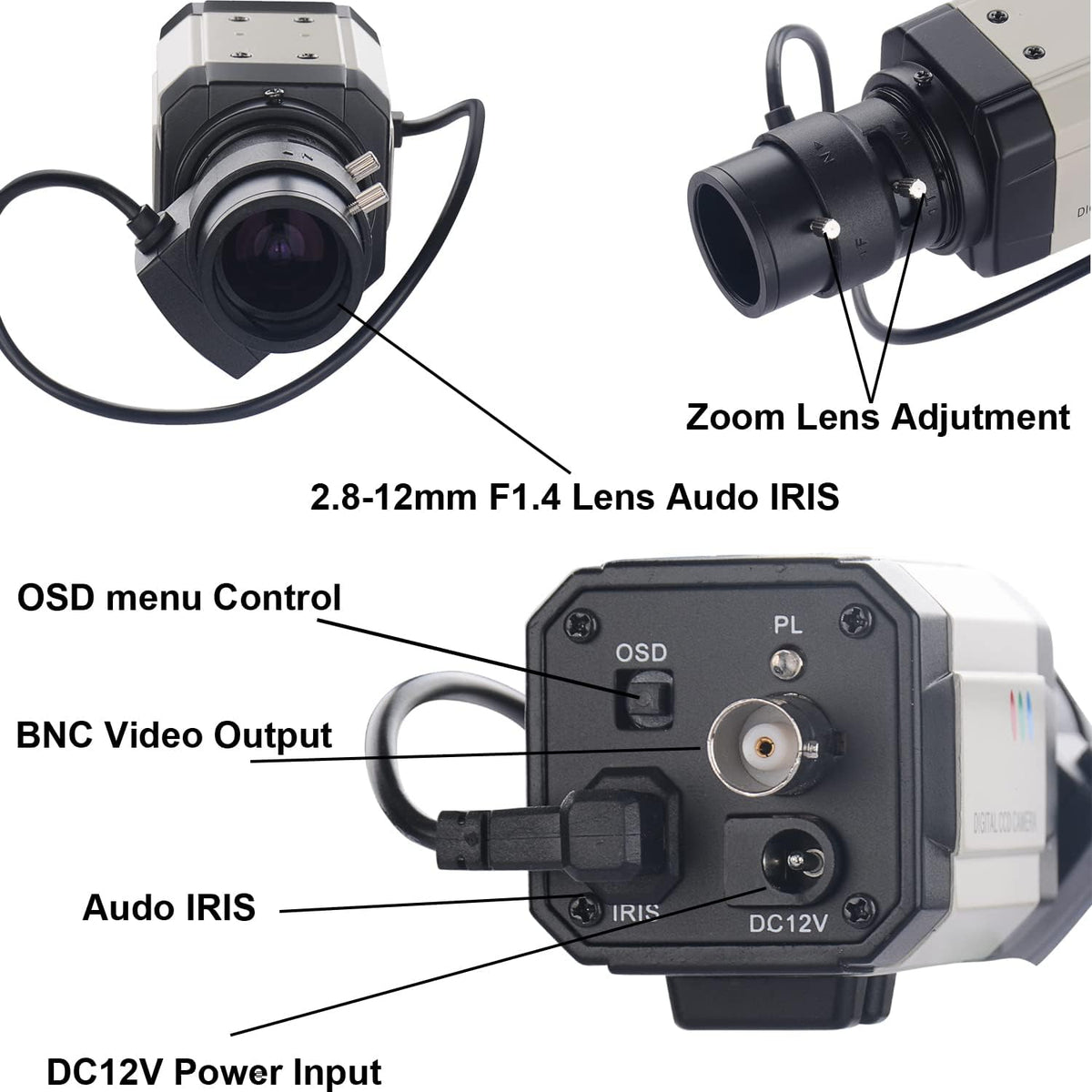 cctv mini hd 1/3 ccd 960h auto iris showing dimensions