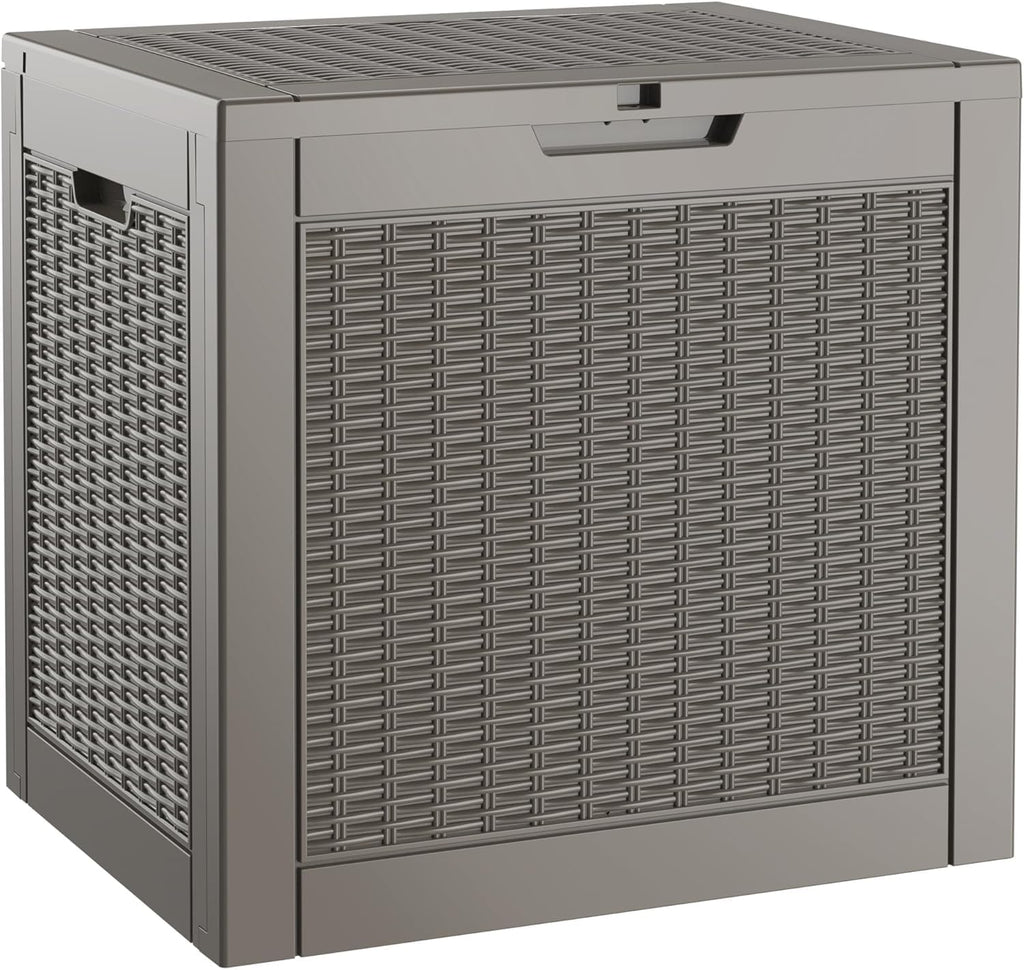 NUNU LAB Outdoor Storage Box 31 Gallon,Waterproof Indoor Outside Deck Boxes,Backyard Storage Bin for Package Delivery,Garden Tools,Patio Cushions,Pool Accessories,Storage Bench Lockable Lid,Tool Box