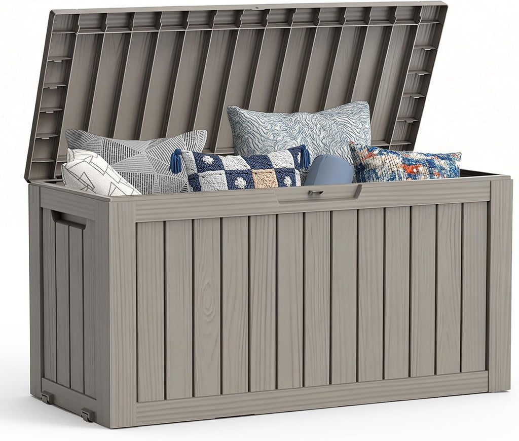 Mars Villa 72 Gallon Deck Box, Outdoor Storage Box, Outside Bin, Grey