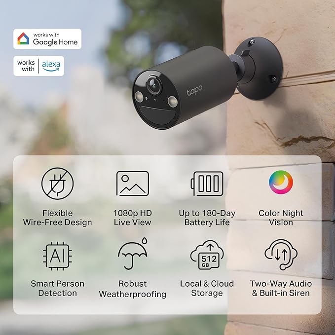 Tapo by TP-Link Wireless Outdoor Security Camera, Free Person Detection