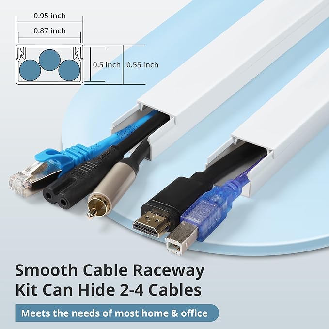 Cord Covers for Wires on Wall Extra-Long, 26.25ft TV Cord Hider Kit, Paintable
