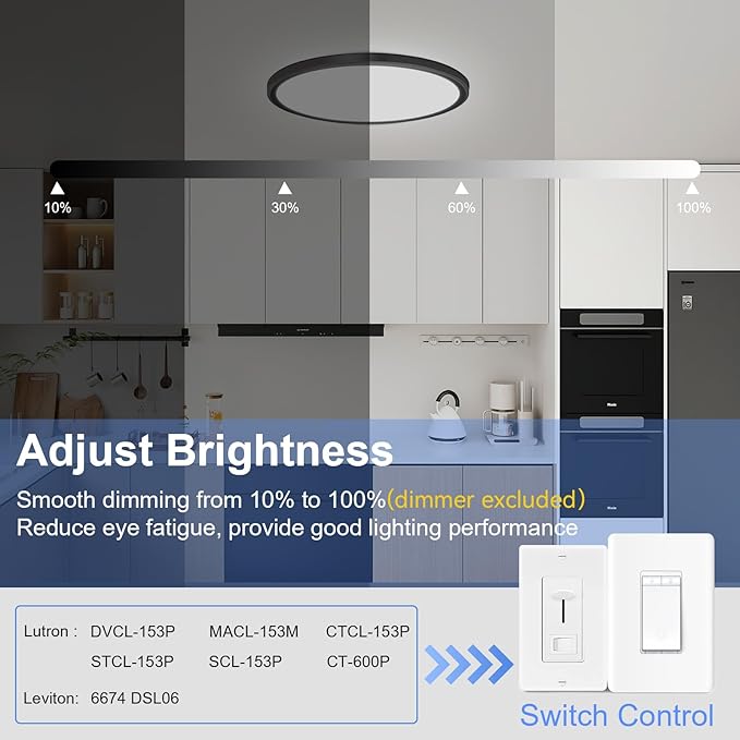 hunhun 6 Pack 16 Inch Dimmable LED Flush Mount Ceiling Light 4800LM Round Light