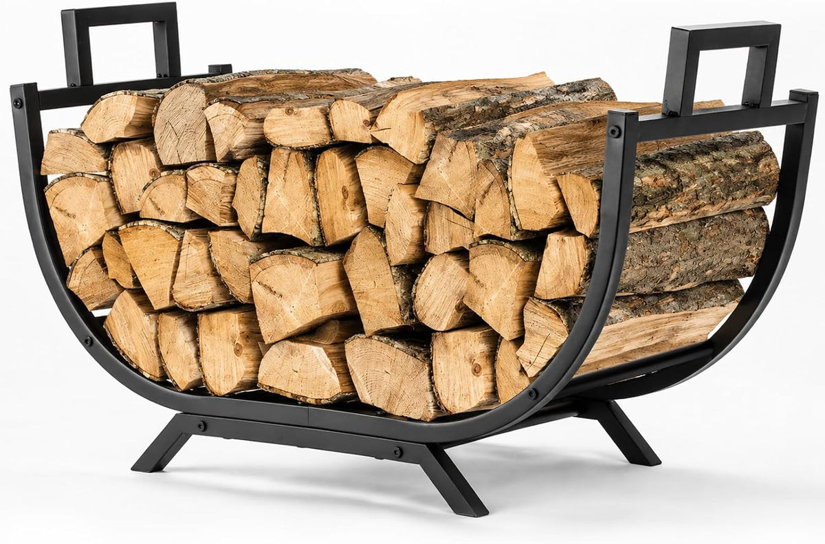 31 Inch Firewood Rack Outdoor Indoor Firewood Storage Metal Wood Rack