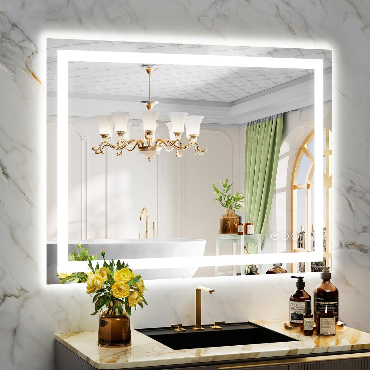 YEELAIT 40x30 Inch LED Bathroom Mirror