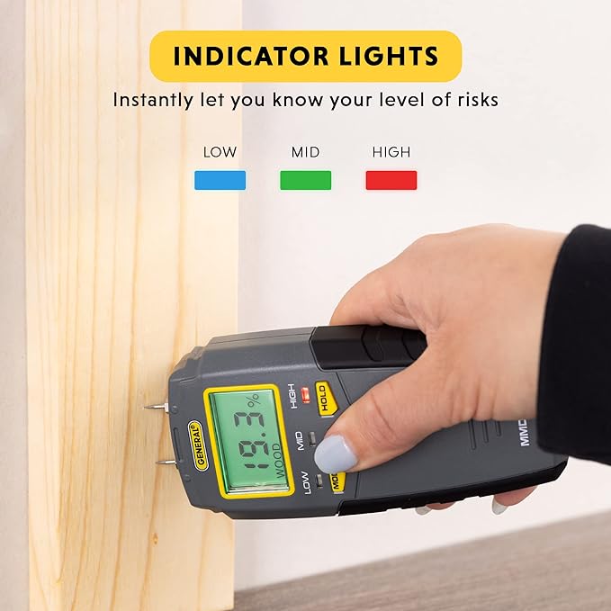 General Tools MMD4E Digital Moisture Meter, Water Leak Detector, Moisture Tester