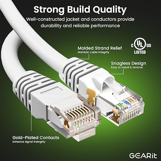 GEARit Cat 6 Ethernet Cable Cat6 Network Patch, Snagless Cord, Internet (20-Pack)