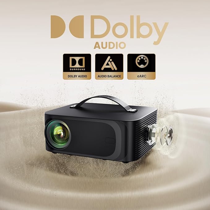 Projector-4K with WiFi and Bluetooth:Outdoor-Projector Smart TV OS 2.0 & DoIby