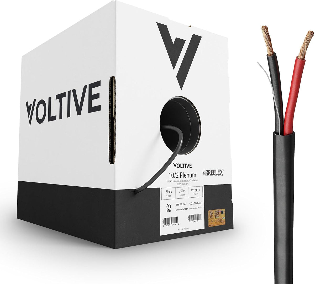 Voltive 10/2 Speaker Wire, Plenum CL3P, 250ft