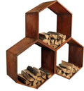 Sunnydaze Steel Outdoor Firewood Rack, 30” W, Hexagon, Bronze, Set of 3