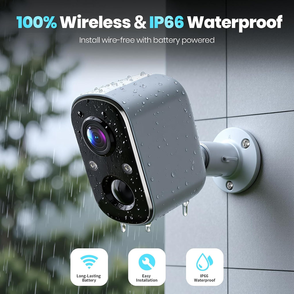 techage 2k security cameras wireless outdoor, with ai, side view