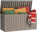 PatioZen 85 Gallon Deck Box Outdoor, Weatherproof Resin Patio Storage Box, Waterproof Outdoor Storage Boxes with Lid Lockable for Cushions, Garden Tools,Grey