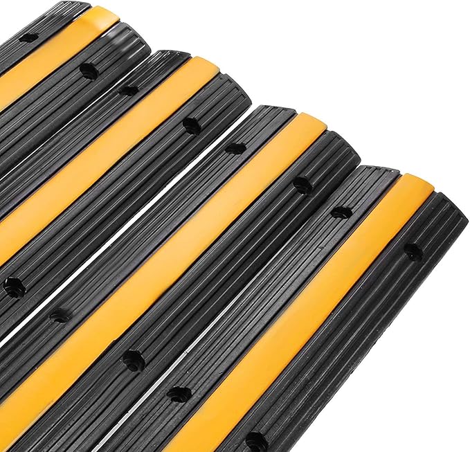 Reliancer 4 Pack 1-Channel Rubber Cable Protector Ramp Traffic Speed Bump