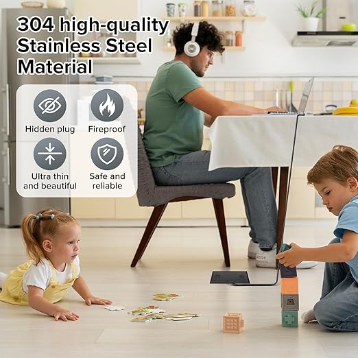 Vagueior Recessed Flat Hidden Floor Electrical Outlet Box Kit, Stainless Steel