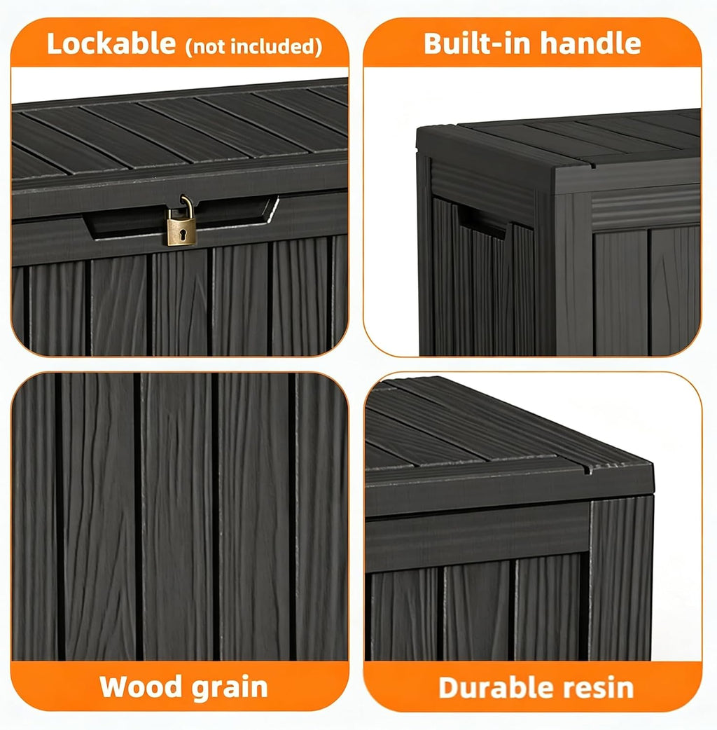 easyup 160 gal deck box waterproof outdoor storage showing dimensions