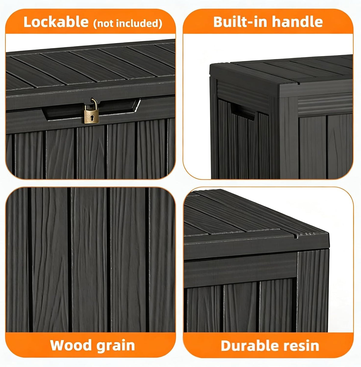 easyup 160 gal deck box waterproof outdoor storage showing dimensions