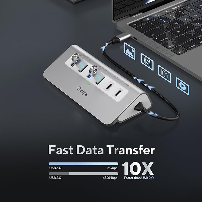 P9 USB C Docking Station, intpw 9-in-1 USB C Hub