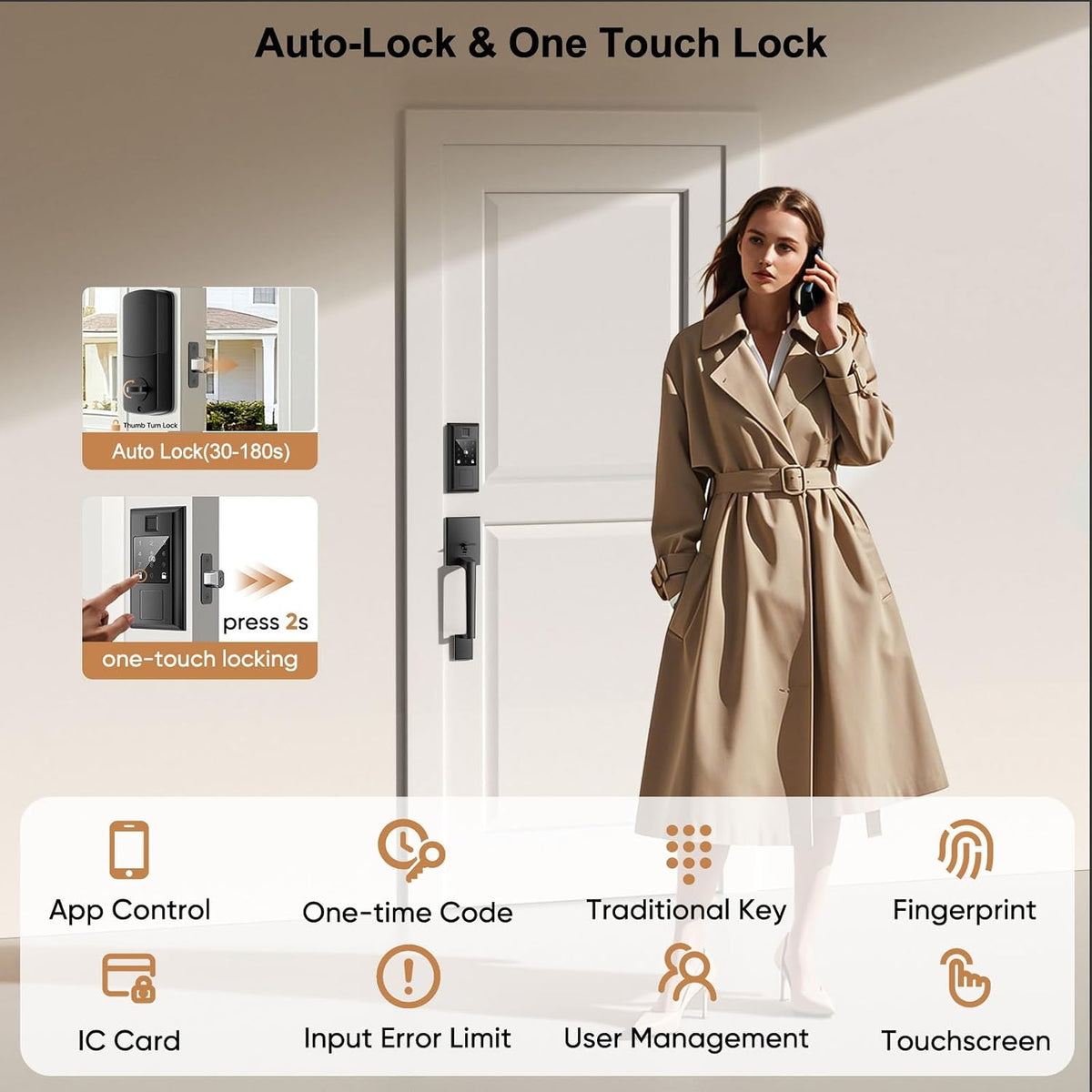 keyless entry door lock with handle knob set, side view
