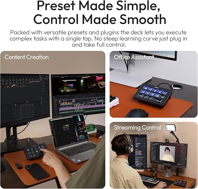 ULANZI D200H 7-in-1 Deck U-Studio Stream Controller Shortcut Keyboard, LCD