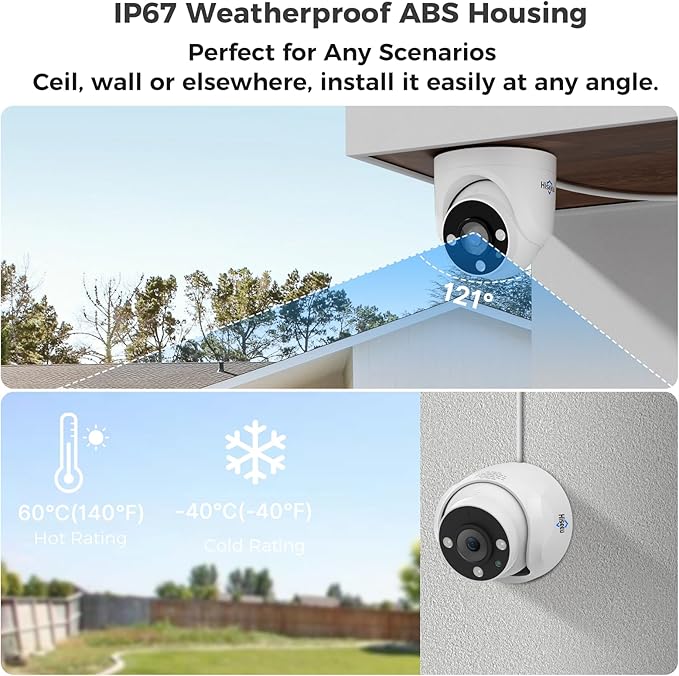 Hiseeu 16 Channel 3K Wired Security Camera System (12PCS)