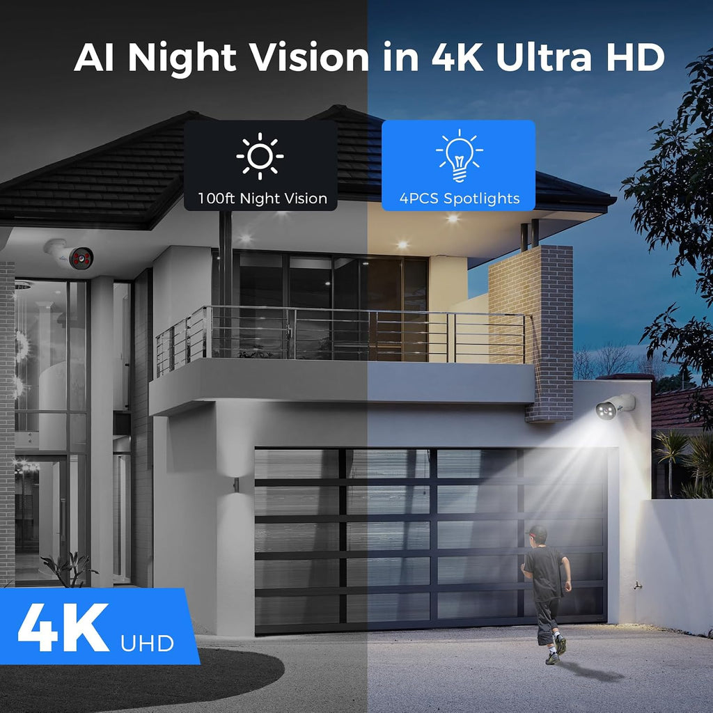hiseeu 8mp ahd/tvi/cvi/xvi cctv home wired security camera, close-up detail