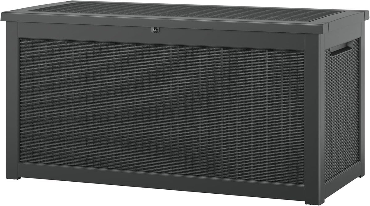 NUNU LAB 320 Gallon Deck Box, Outdoor Storage Box Waterproof Lockable,Black