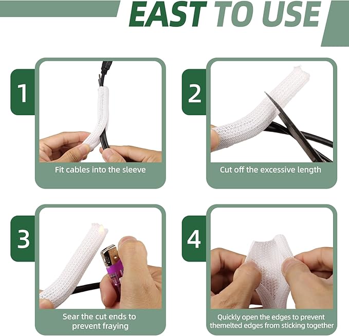 Split Wire Loom Tubing, Cable Protector Sleeve, Braided Cable Management